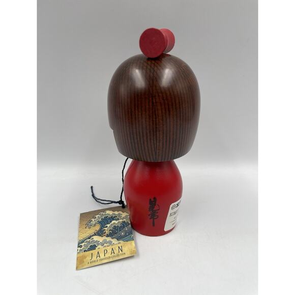 Japanese Kokeshi Wooden Doll 5.5"H Girl Red Kimono Umbrella Ameyadori JAPAN MADE - Picture 5 of 10